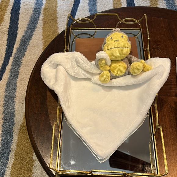 Sun Bum Baby Bum Duke The Knit Monkey & Blanket Lovey Security Toy Grey & Yellow - Picture 2 of 3